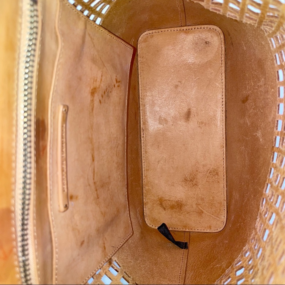 Loeffler Randall Camel Brown Leather Perforated Tassel Backpack - Picture 10 of 15